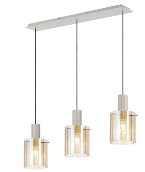 image shows a picture of a beige and aber linear ribbed pendant
